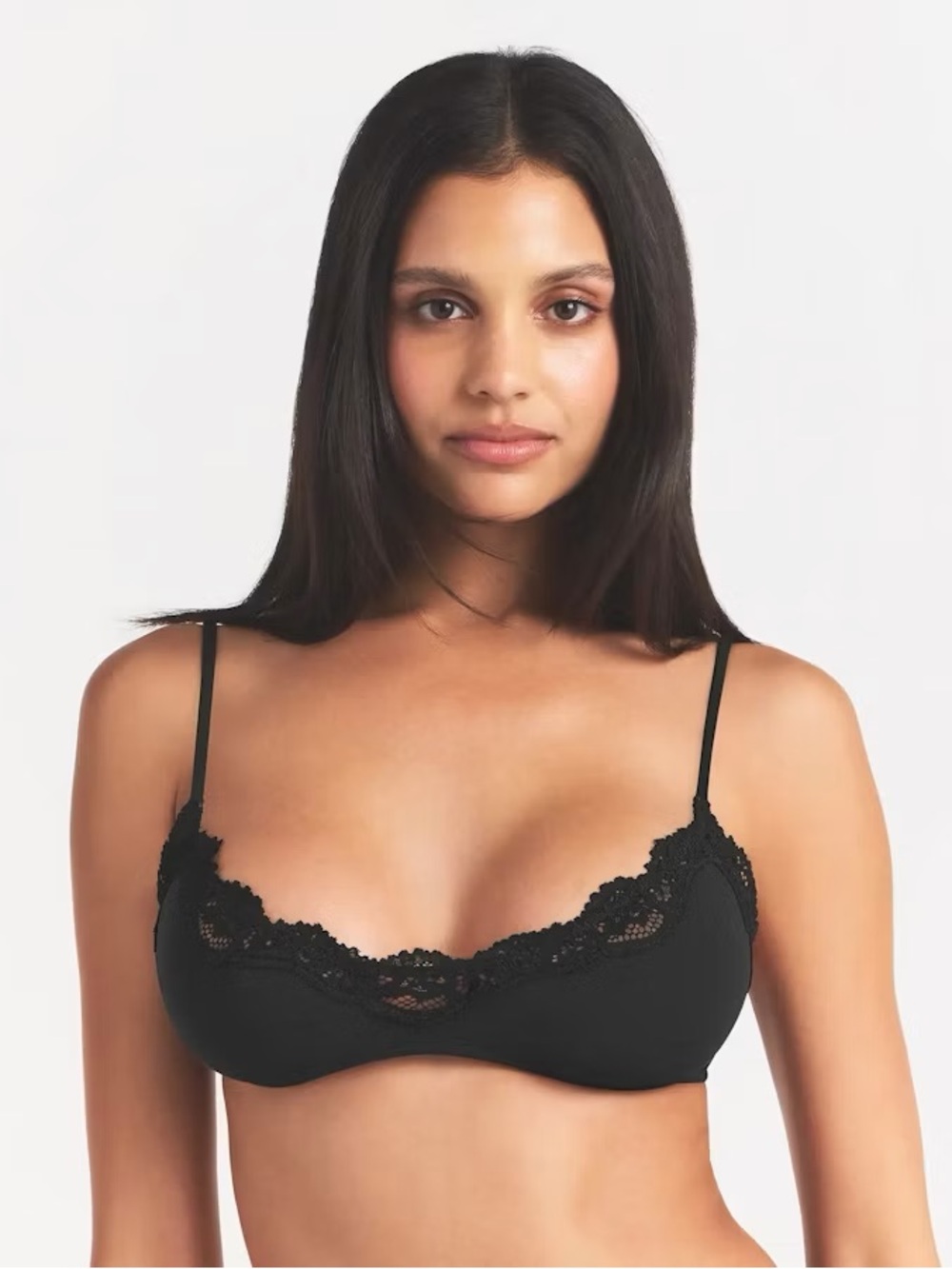 SKIMS Fits Everybody Black Lace-Trim Bralette